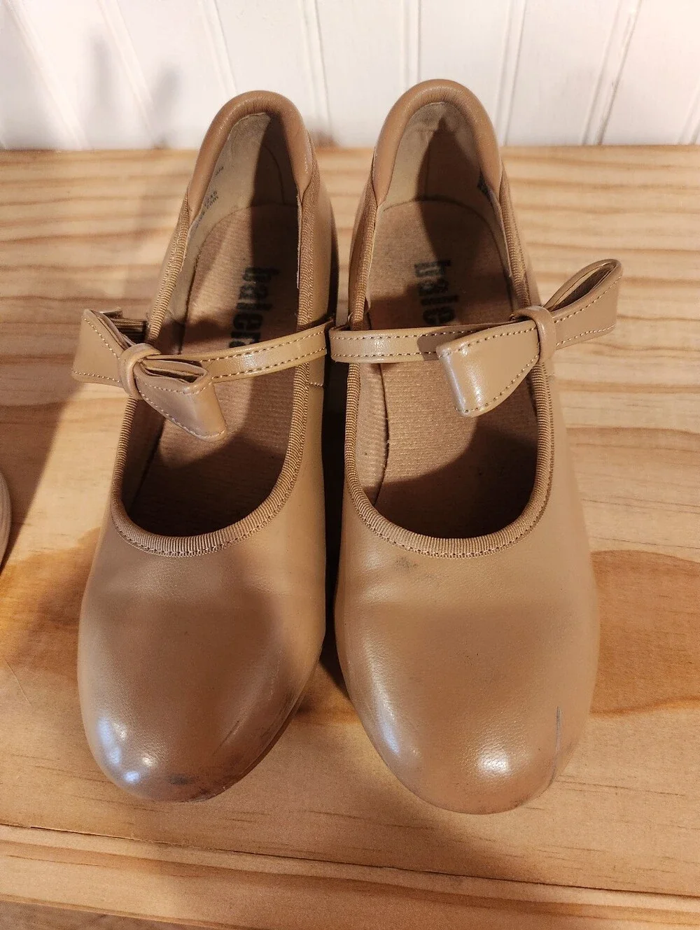 Girls Tan TAP Mary Jane Shoes with Bow Little Girl Size 2